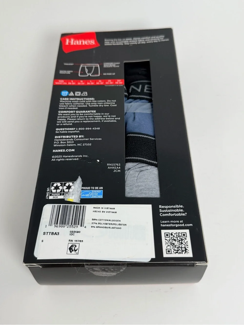 Hanes 3-Pack Boxer Briefs - Blue, Black, Gray